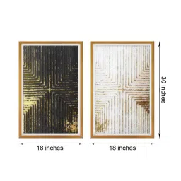999Store Gold & Black Stripe Pattern Printed Canvas Paintings - Set of 2 image 4