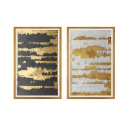999Store Gold & Black Rustic Printed Canvas Paintings - Set of 2 image 2