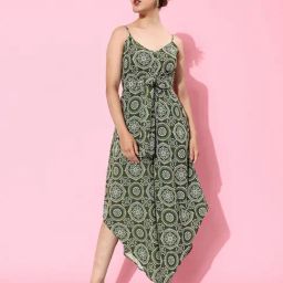 KASSUALLY Green & White Printed Jumpsuit-image-11