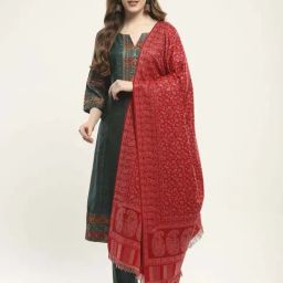Monte Carlo Red Printed Regular Fit Shawl-6