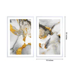 999Store Grey & Gold Printed Abstract Pattern Wall Painting image 4