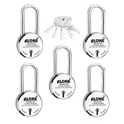ALONE LOCKS Round 50 mm Alloy Steel Chrome 5 Same Keys Double Locking Padlock (Pack of 5)-38