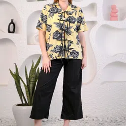 Antimony Printed Short Sleeves Tie-Up Shirt With Trouser-picture-35