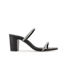 ZENVO Strapy Embellished Open Toe Block Heels image 5