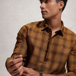WROGN Pure Cotton Tartan Checks Opaque Casual Shirt-image-86