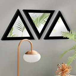 Art Street 3-Pcs Black Triangular Shape Acrylic Basin Mirror With Hook image 2