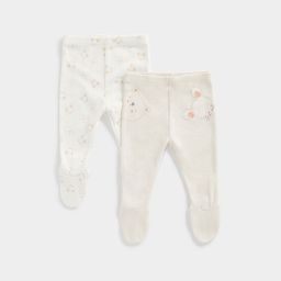 mothercare Infants Pack Of 2 Bear & Mouse Printed Pure Cotton Enclosed Feet Leggings-26