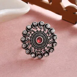 Voylla Silver-Plated Stone-Studded Adjustable FingerRing-image-72