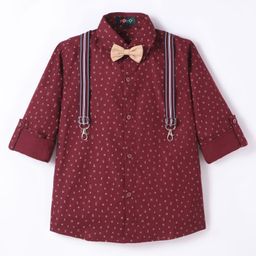 Robo Fry Cotton Woven Full Sleeves Printed Shirt - Maroon-image-2