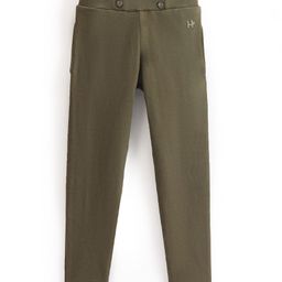 Honeyhap Premium Cotton Looper Full Length Solid Color Super Soft Stretchable Jeggings with Bio Finish - Winter Moss-image-40