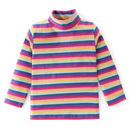 Babyhug 100% Cotton Full Sleeves Skivi T-Shirt with Stripes - Multicolor-image-100