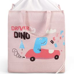 Babyhug Canvas Rectangular Storage Bag with Driver Dino Print- Pink-image-28