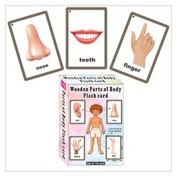 Wooden (MDF) Parts of Body Learning Flash Card with Lacing Thread - Multicolour-13