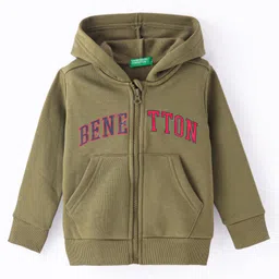 UCB Full Sleeves EPP Hooded Sweat Jacket with Benetton Branding Print - Green-picture-24