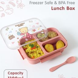 Leak Proof And Freezer Safe Bear Print Lunch Box - Pink-picture-18