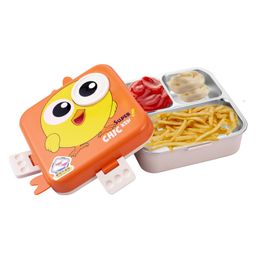 ATTRO Carnival Super Birdy Kids 2 Layer Stainless Steel Lunch Box - Orange-image-73