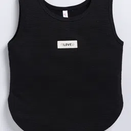 giniekids Cotton Sleeveless Love Text Patch Detailed Vest - Black-picture-25