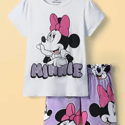 HoneyHap Disney 100% Cotton Half Sleeve Shorts Night Suit With Minnie Mouse Graphics - Multi Colour-image-53