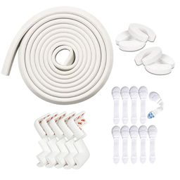 Kids Station Baby Proofing Safety Kit 5m Edge Protector + 8 Corner Guards + 10 Safety Locks + 4 Door Stoppers All-in-One Baby Safety Kit for Home (White + White)-image-52