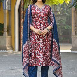 KALINI Women Ethnic Motifs Printed Regular Kurta with Trousers & With Dupatta-picture-40