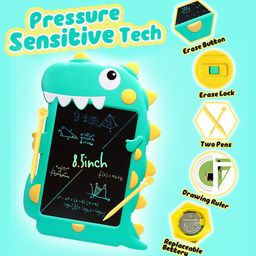 VELLIQUE Dinosaur Lcd Writing Pad Tab Writing Drawing Reusable Portable Pad with Colorful Letters 8.5 Inch (Color May Vary) image 4