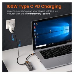 Portronics POR-2873 MPort View Two 6-in-1 USB Type-C Hub,100 W Type-C PDandData, USB 3.0 SuperSpeed, USB 2.0,SD & Micro SD, 4K HDMI,Transparent Case for Laptop, PC & More(Black) image 4