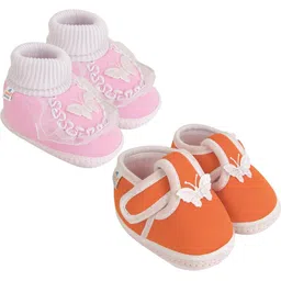 NESKA MODA 12 To 18 Month Non Slip Baby Girls Pack of 2 Pair Soft Cotton Butterfly Frill Booties-26