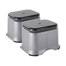 Kuber Industries Grey & Black 2 Pieces Anti-Slip Bathroom Stools-image-49