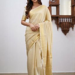 CaniBani Off White Silk Blend Banarasi Sarees-picture-5