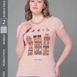 Dollar Blue & Orange Cotton Striped Sports T-Shirt - Pack Of 2-image-17