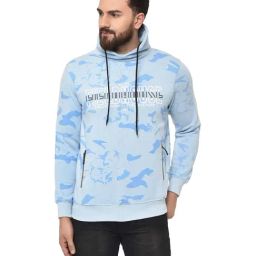 Duke Sky Blue Cotton Regular Fit Printed Hooded Sweatshirt-image-70