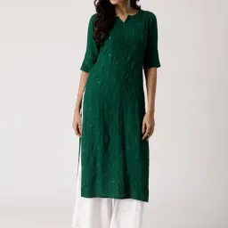 Libas Green Embroidered Straight Kurta-image-58