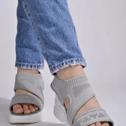 Shoetopia Kids Grey Sling Back Wedges-image-83