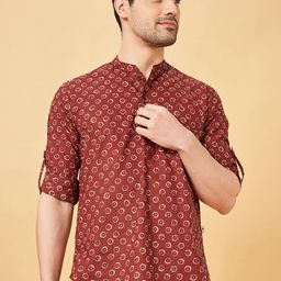 indus route by Pantaloons Men Geometric Thread Work Kurta-picture-54