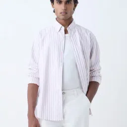 WES Casuals by Westside Pink Striped Relaxed-Fit Cotton Shirt-picture-49