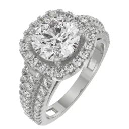 Emori 18k White Gold & Diamond Halo Cushion Ring-image-31