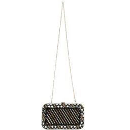 Rocia by Regal Black PU Embellished Clutch-image-1