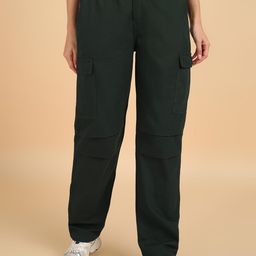 MONTREZ Women Solid Relaxed Fit Mid-Rise Flat-Front Cargos Trousers-image-57