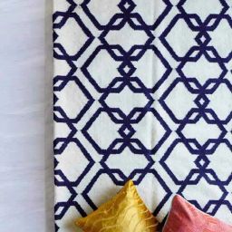 Trellis Pure Cotton And Wool Black And White Woven Rug - 6.6Ft X 10Ft-40