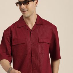 HERE&NOW Self Design Relaxed Fit Casual Shirt-picture-11