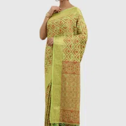 Mimosa Green Textured Saree With Blouse-picture-14