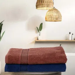 Bianca D'ross Brown & Navy 100% Cotton 380 GSM Bath Towels - Set of 2-63