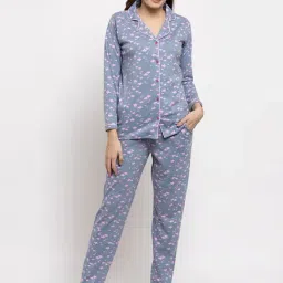 Claura Grey Printed Shirt With Pyjamas-picture-11