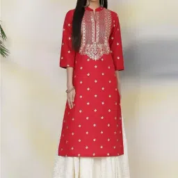 Biba Red Printed Straight Kurta-picture-14