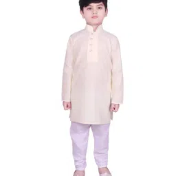 SG Yuvraj Kids Light Yellow & White Solid Kurta with Pyjamas-image-4