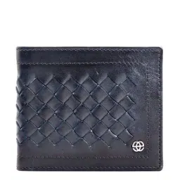 Eske Phil Navy Blue Textured Bi-Fold Wallets For Men-9