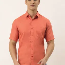 Jainish Orange Cotton Regular Fit Shirt-picture-27