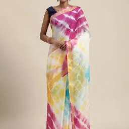 Geroo Jaipur Multicolored Woven Saree with unstitched Blouse-image-48