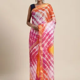 Geroo Jaipur Pink Woven Saree with unstitched Blouse-image-62