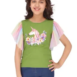 Cutecumber Kids Green Printed Top-0